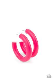 Woodsy Wonder Pink Hoop Earring - Paparazzi - Dare2bdazzlin N Jewelry