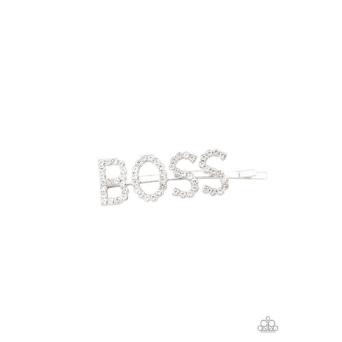 Yas Boss! White Hair Clip - Paparazzi - Dare2bdazzlin N Jewelry