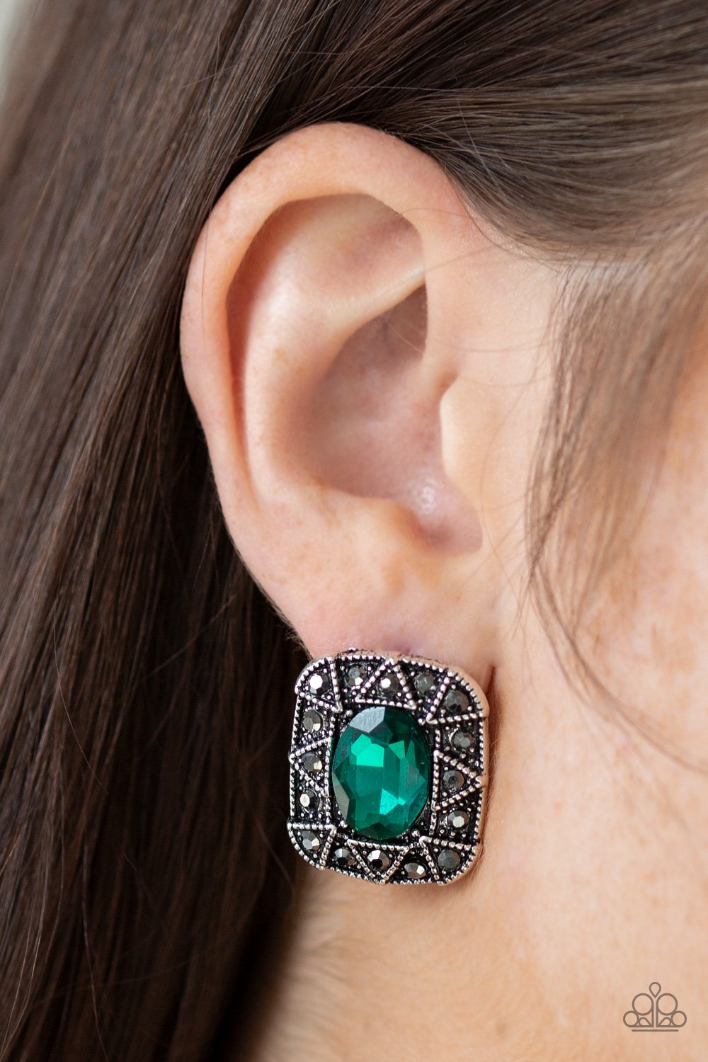 Young Money - Green Post Earring - Paparazzi - Dare2bdazzlin N Jewelry