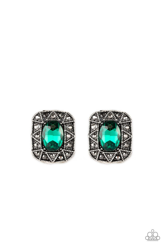 Young Money - Green Post Earring - Paparazzi - Dare2bdazzlin N Jewelry